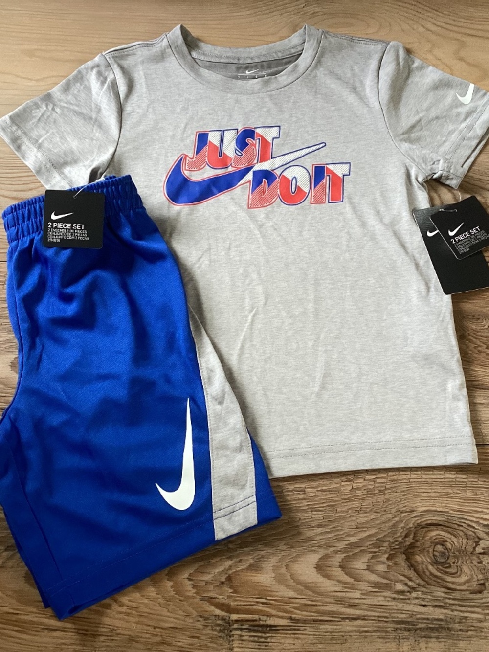 Nike Grey Tee & Royal Blue Shorts Kids' Matching Set Size 5(NWT)
